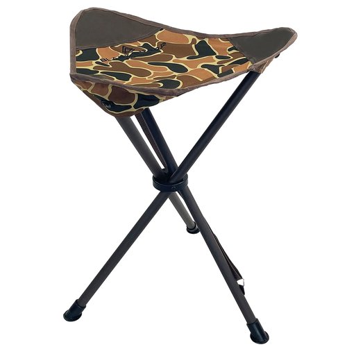 Black Sierra Folding Hunting Stool w/Shoulder Strap Supports 225 lbs, Lightweight Collapsible Tripod Seat, Foldable Steel Frame Chair Perfect for Hunting