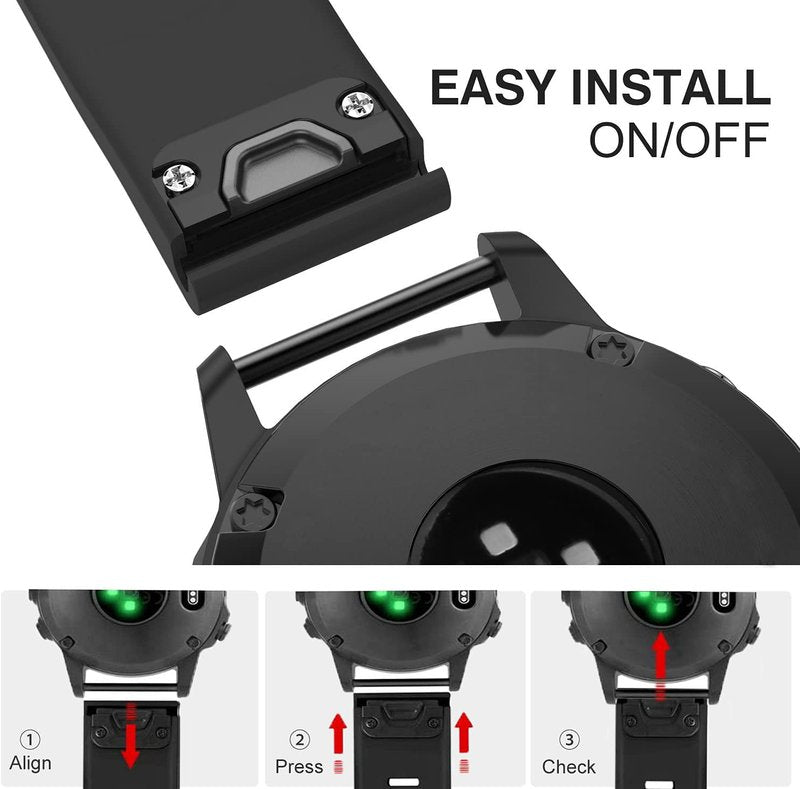 Compatible for Garmin Fenix 5X, Soft Silicone Wristband Replacement Watch Band for Garmin Fenix 5X/Fenix 5X Plus/Fenix 6X/Fenix 6X Pro/Fenix 3 HR/D2 Charlie/D2 Delta PX/Descent MK1 (Width: 26mm)