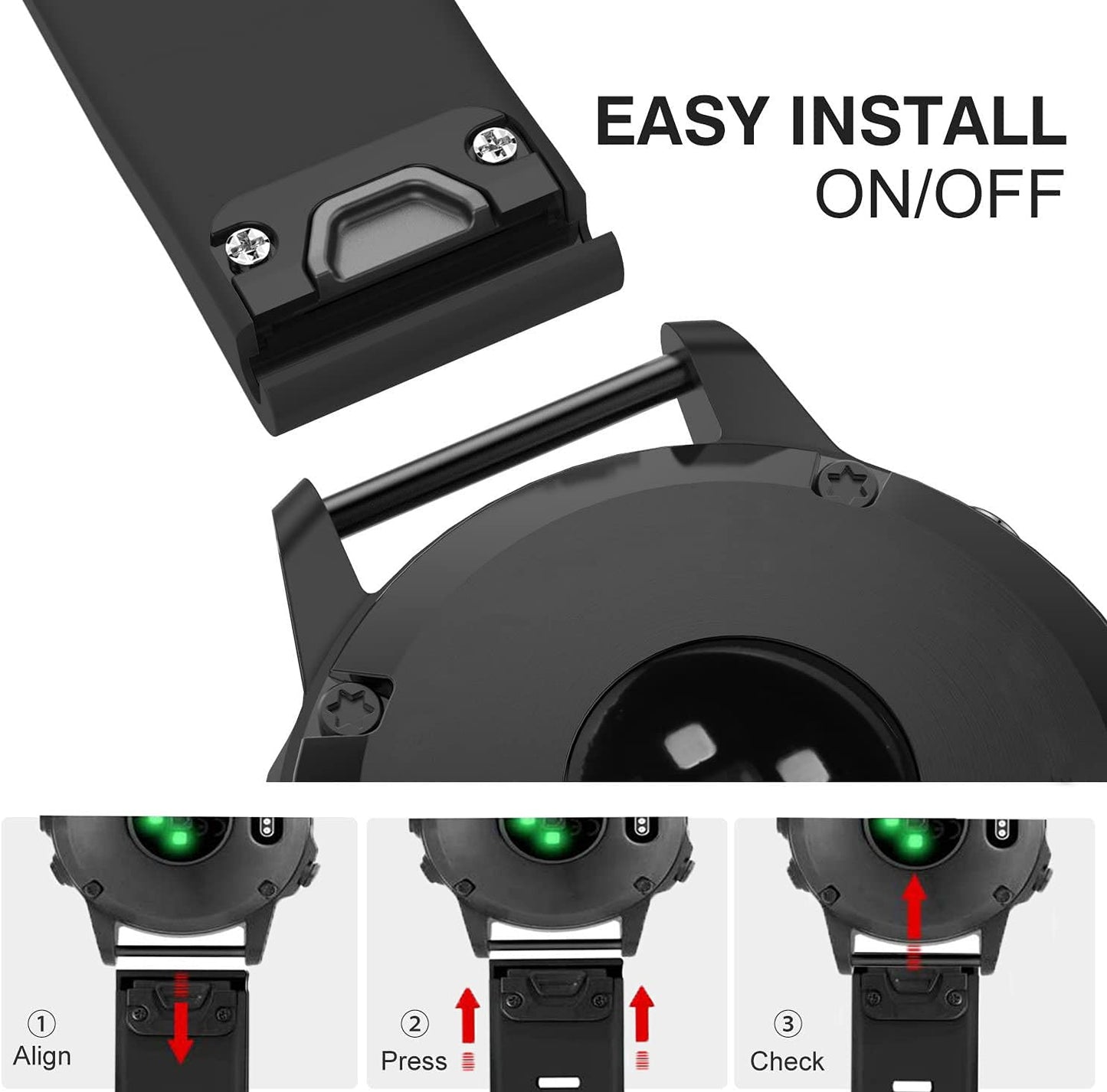 Compatible for Garmin Fenix 6X/6X Pro, 26mm Width Silicone Strap WatchBand Replacement for Garmin Fenix 6X/fenix 6X pro/Fenix 5X/Fenix 5X plus/Fenix 3 HR/D2 Charlie/D2 Delta PX/Descent MK1 (5 Colors)