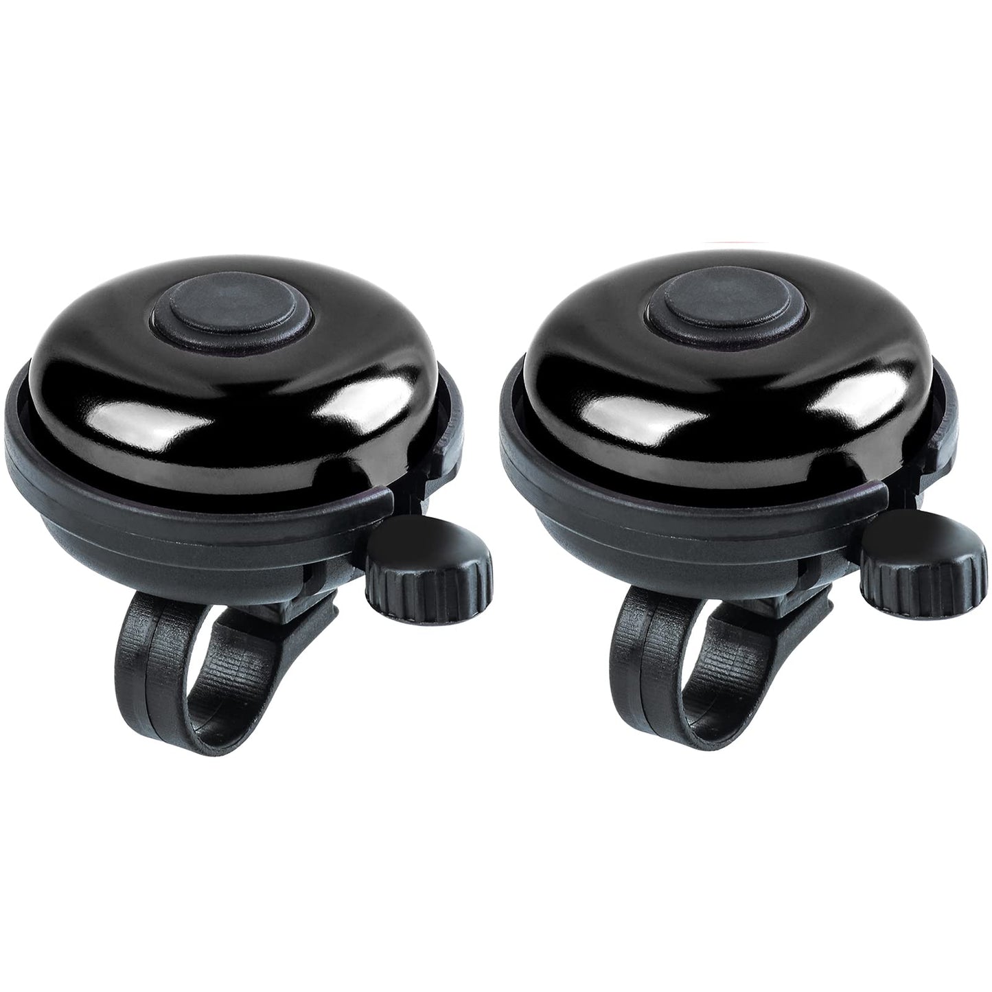 Xthuge Classic Bike Bell, Aluminum Bicycle Bell, Loud Crisp Clear Sound Bicycle Bike Bell for Adults Kids(Red, Black-Right Hand Use-2 Pack)