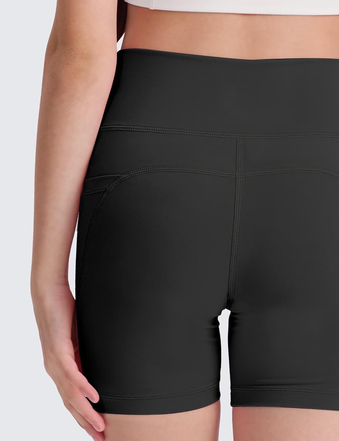 Skiennix Girls' High Waisted Biker Shorts - Stretchy Athletic Workout Shorts for Kids & Teens