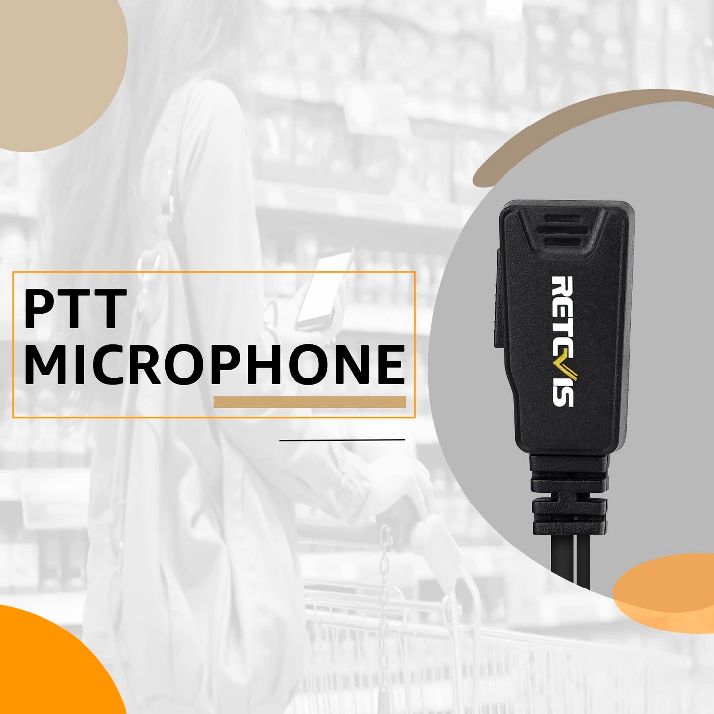 Retevis Walkie Talkie Earpiece with Mic, in-Ear, Coil Tube, with PTT, 2 Pin, for RT22 RT68 RT21 H-777 RT27 RT86, Compatible with SAMCOM, Kenwood 2 Way Radio, Security Two Way Radio Headset(1 Pack)