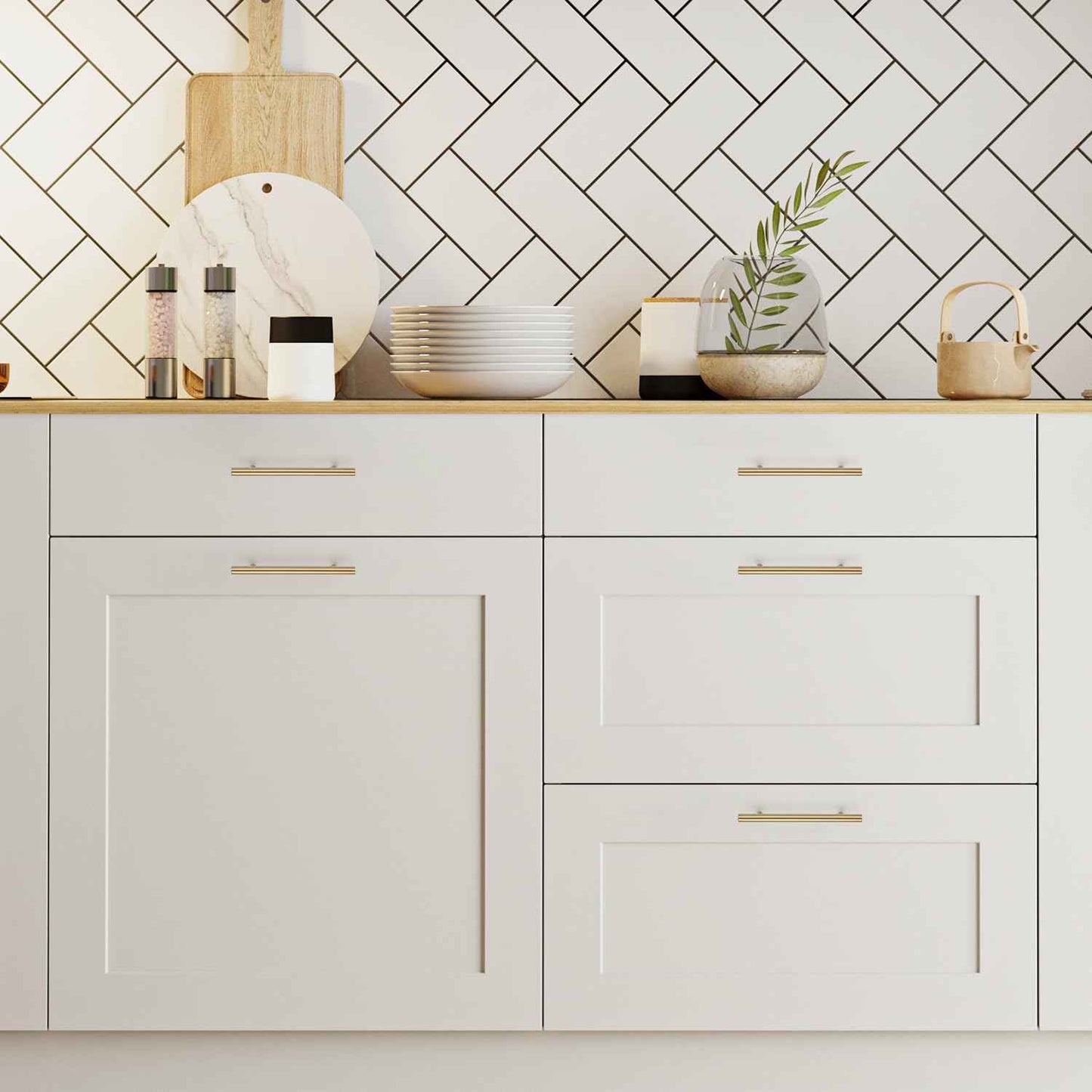 Ravinte 10 Pack Kitchen Cabinet Handles Champagne Bronze 5 Inch Hole Center Stainless Steel Pulls for Dresser Drawer Cupboard Handles with Screwdriver, 7-3/8 Inch Length