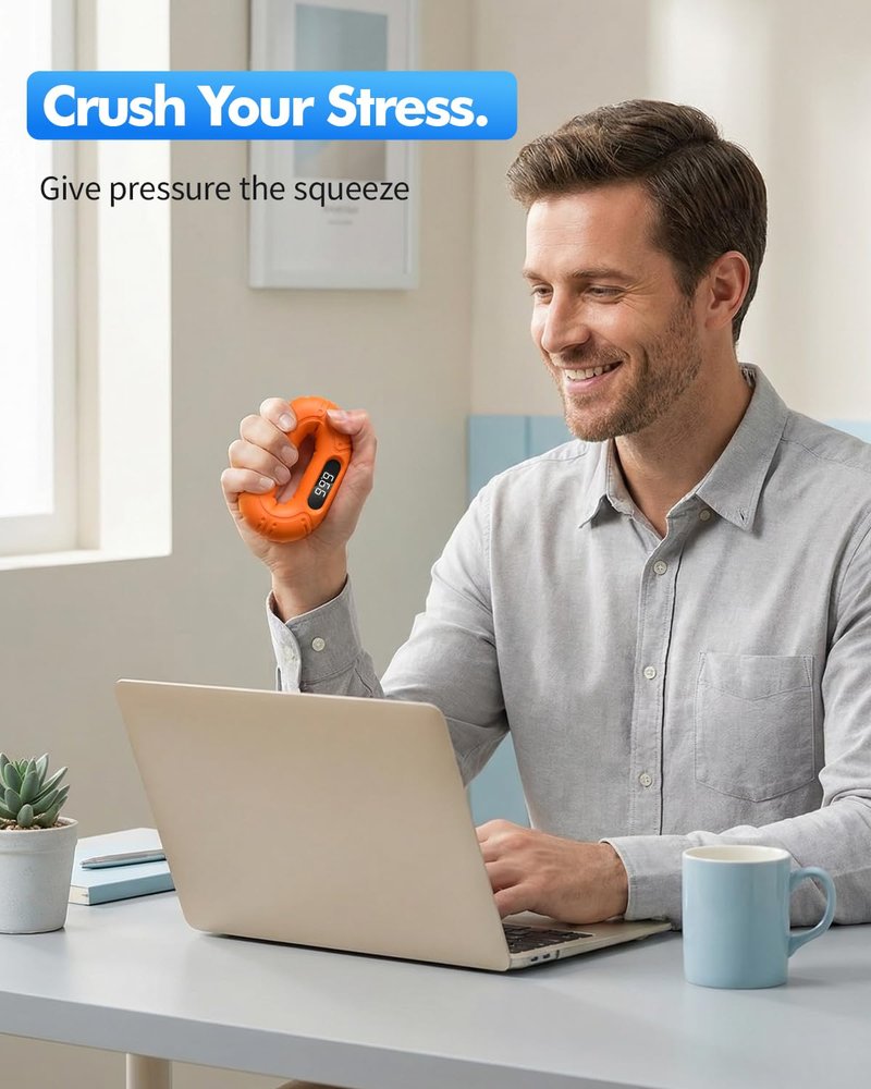 TikTok Scrolling Ring & Bluetooth Page Turner - 20lb Grip Strength Trainer Hand Gripper, Hand Strengthening Devices, Portable Gym & Therapy Accessories,Orange