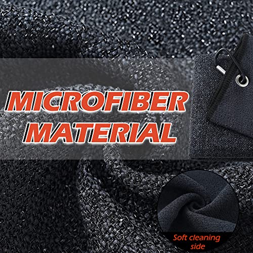 Tri-Fold Golf Towel - 2-in-1 Club & Ball Cleaner, Black