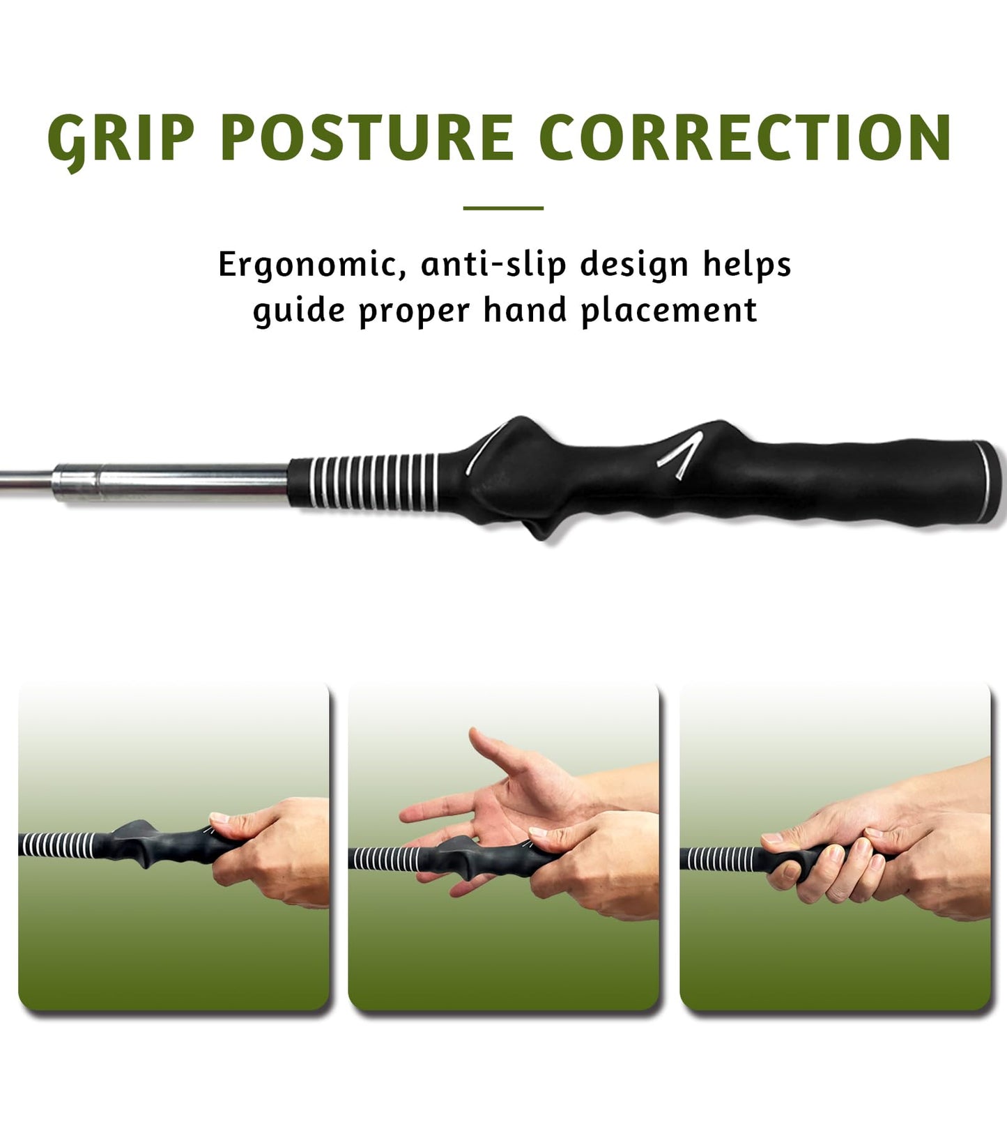 LUCKYOPERA Retractable Golf Swing Training Aid, Golf Grip Trainer with Rhythm Click Sound, Strength and Tempo Trainer for Chipping and Full Swings (Red)