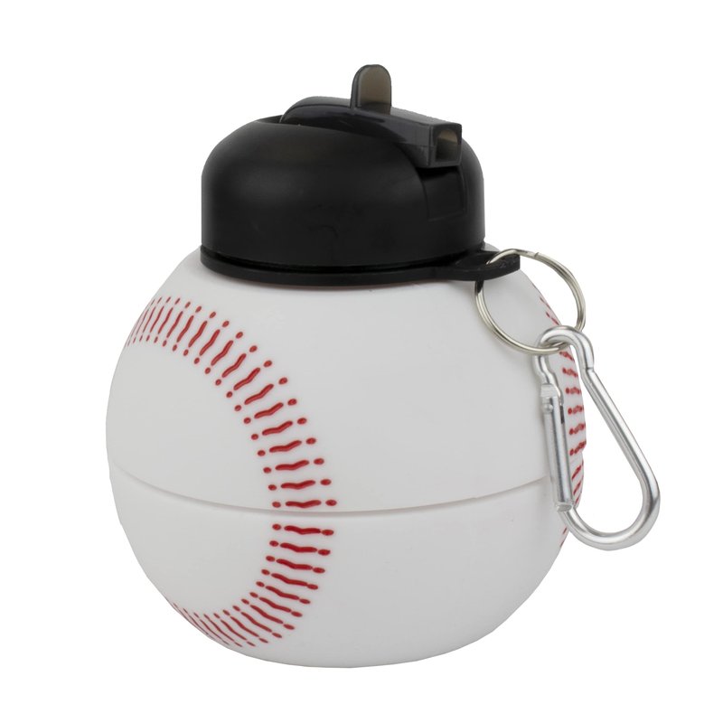 Maccabi Art Clip-On Collapsible 1 Liter, 34 oz. size BPA-Free Silicone Baseball Large Water Bottle for Kids