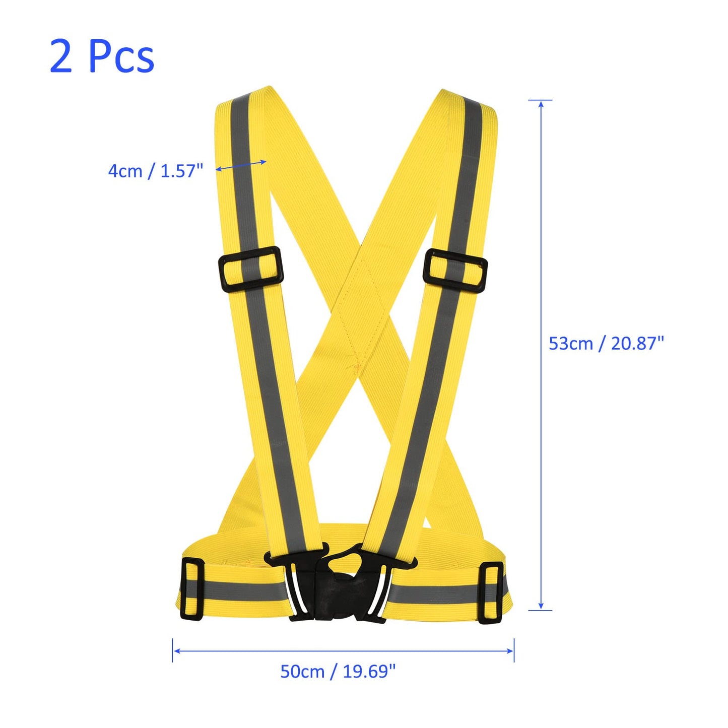 M METERXITY 2 Pack Reflective Vest - Adjustable Strip, High Visibility Safety Reflector Tape Safety Gear, Apply to Running Night Walking(1.5", White)