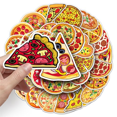 50PC Pizza Stickers Pack - Waterproof Vinyl Decals for Kids & Teens