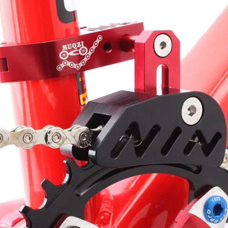 Bike Chain Guide MTB Bike Protector Road Bicycle Mountain Cycle Chain Guide Tensioner with Hollowed Design for Single Disc Sprocket, Front Dial Smooth Driving(Red)