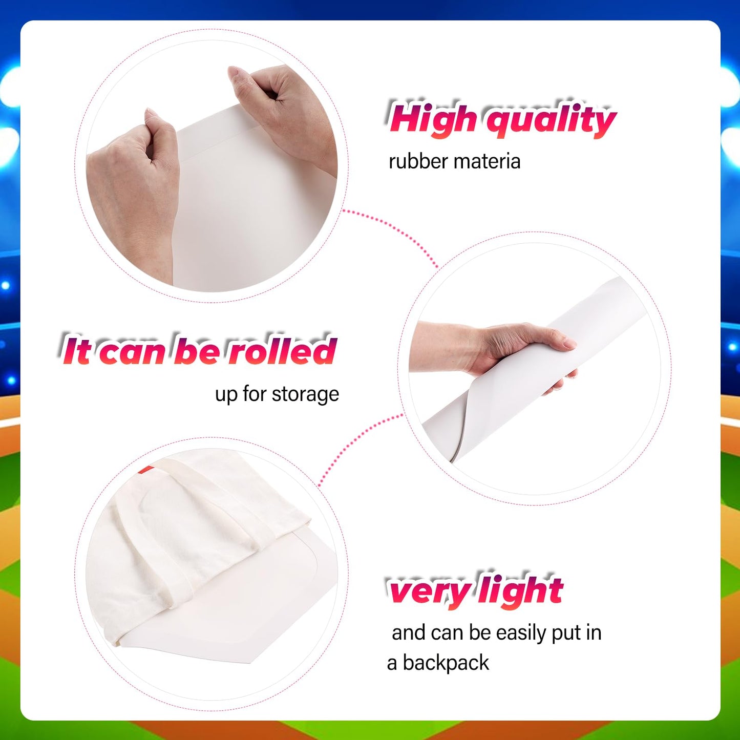 MAQUITA Baseball Home Plate Throw Down Baseball Bases Heavy Duty Pitcher's Mound Rubber Bases for Softball Kickball Practice Pitching Hitting, White