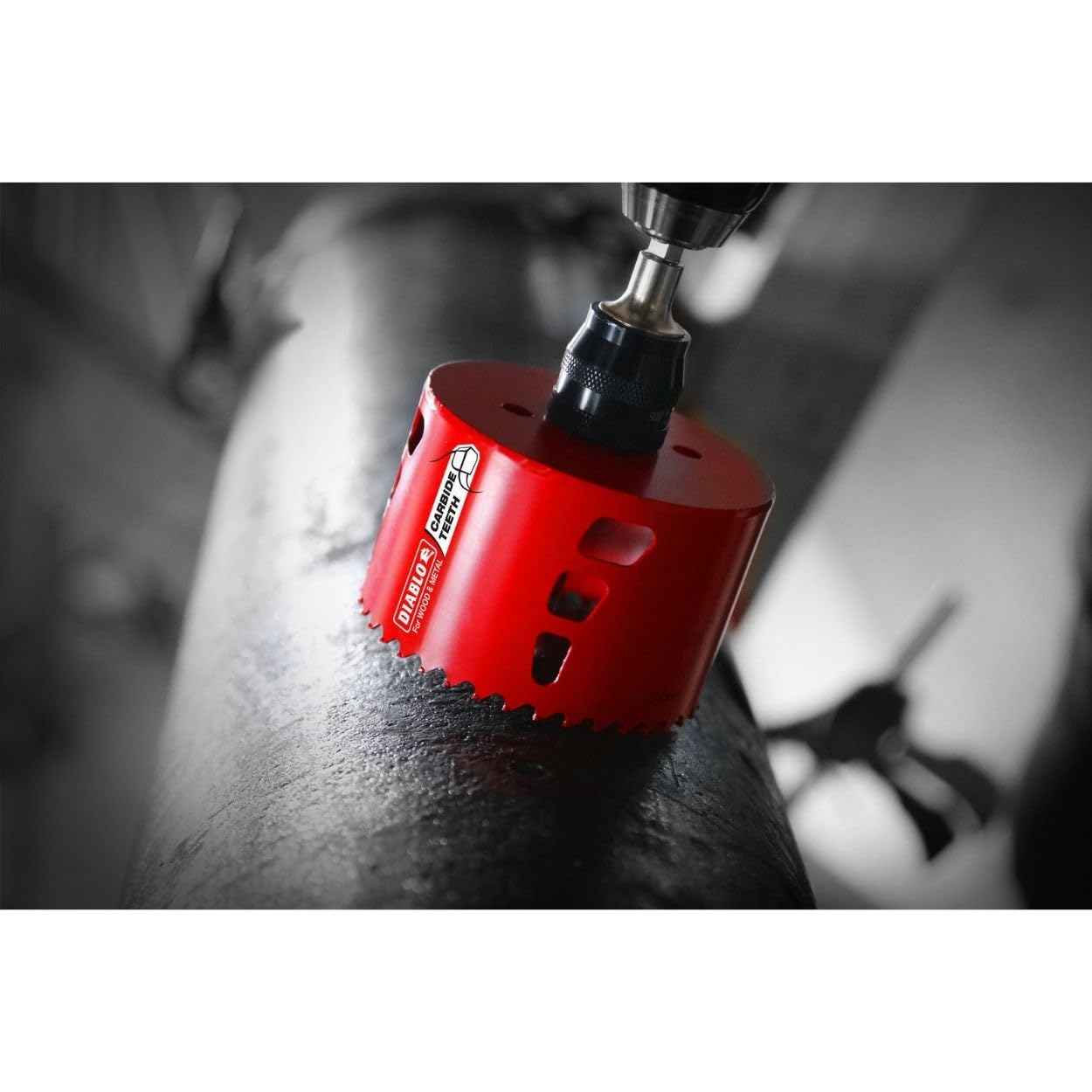 Diablo Carbide Teeth Hole Saw for Wood and Metal - Fits with Snap-Lock Plus Mandrel System, Tool-Free Plug Ejection - 1" Diameter, 2-3/8" Length - DHS1000CT