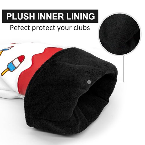 Montela Golf Club Covers Ice Cream Golf Driver Cover Fariway Wood Headcover Hybrid Covers 3 Wood Headcover Golf Head Cover for Odyssey Scotty Cameron Taylormade