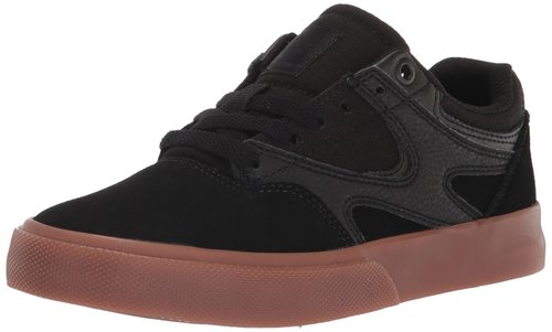 DC Men's Kalis Vulc Skateboard, Skate Shoe, Black/Black/Gum, 7.5 M US