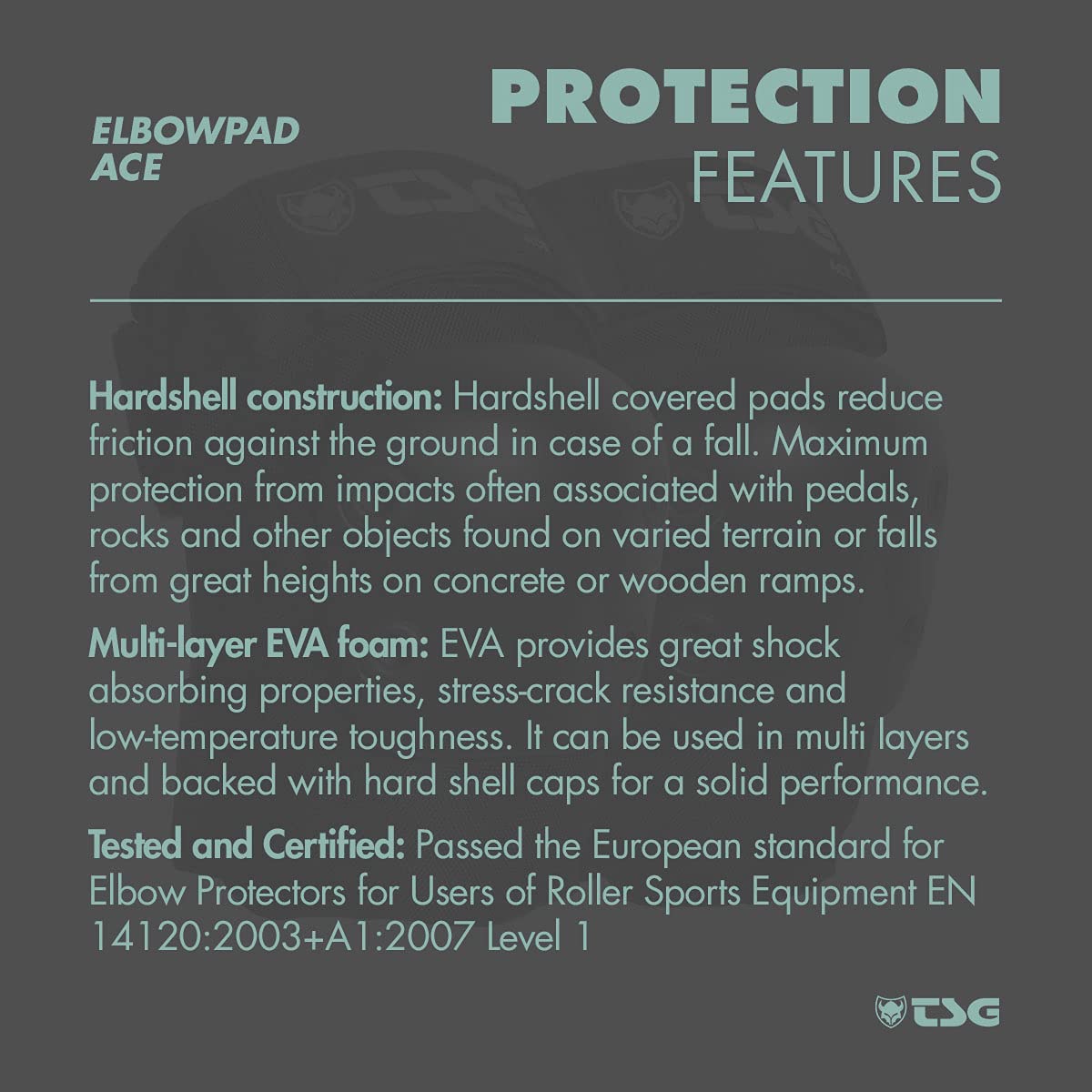 TSG Elbowpad Ace Protective Pads, Hardshell, EVA Foam, PE Elbow Cap, Tear Resistant Nylon, 360 Degree Wrap Strap, Pre Shaped, Horseshoe, Slip On, Pull Over, Skating, Downhill