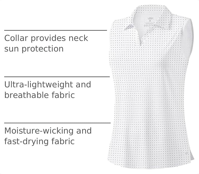 Viodia Women's Sleeveless Golf Polo Shirt Medium Black Dot - Sporty & Comfortable