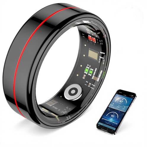UouNeaCo New Smart Ring for Women and Men, Fitness Tracker with Heart Rate Monitor, Sleep Tracker,100+ Sport Modes, Step Counter, IP68 Waterproof, No Subscription Fee for iOS/Android (Black, 9)