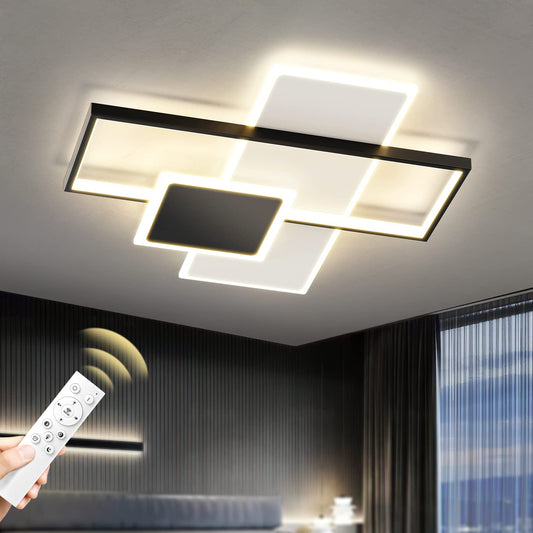 20.5in Dimmable Modern LED Flush Mount Ceiling Light, 3000K-6500K 3-Color Modern LED Ceiling Lamps with Remote Control, 63W Squares Acrylic Ceiling Light for Kitchen Living Dining Room Bedroom