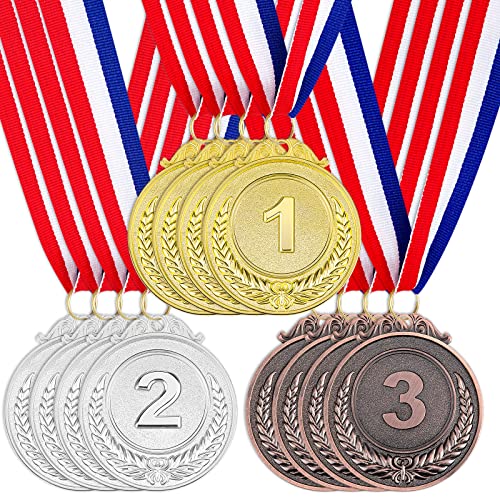 Gold, Silver, Bronze Award Medals with Neck Ribbon - 2 Inch