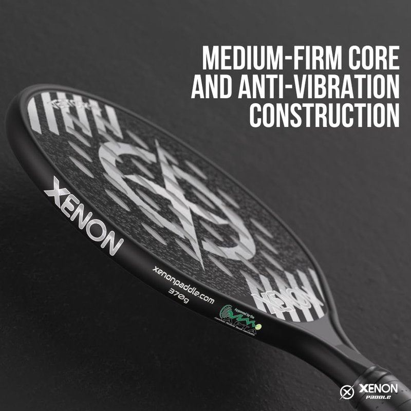 Vector Pro Spin Max Version 2 Platform Tennis Paddle by Xenon Paddle, Oversize Head, Even Balance Point, Medium Firmness Foam Core, Power and Control, 4.25” Grip, Black