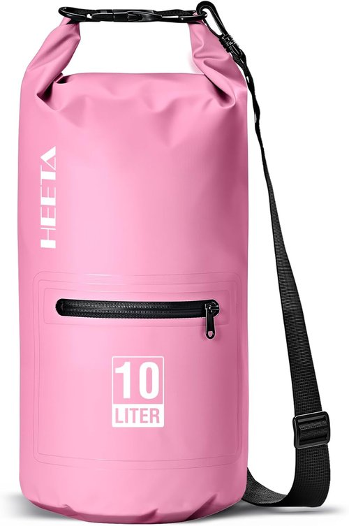 HEETA Waterproof Dry Bag - Lightweight Roll Top Storage with Front Zipper Pocket | 5L/10L/20L/30L/40L for Travel, Kayaking & Hiking