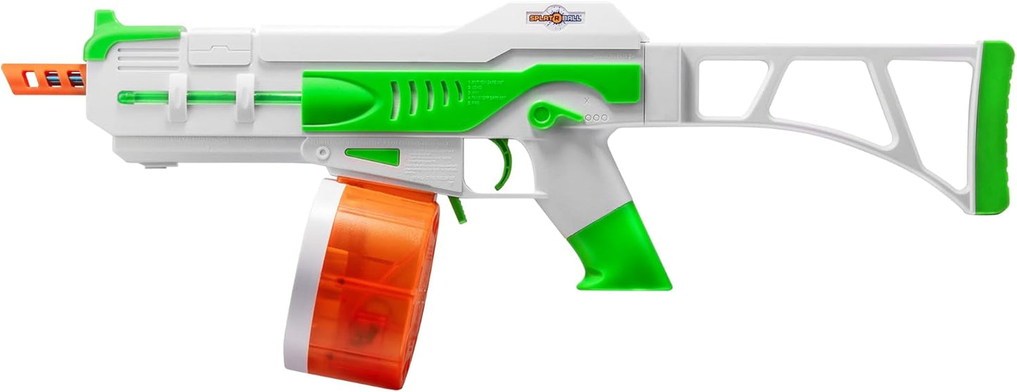 SplatRBall SRB1200 Water Gel Ball Blaster Kit - Glow-in-the-Dark, LED Lights, 225 FPS, 1200-Round Drum - Green/White