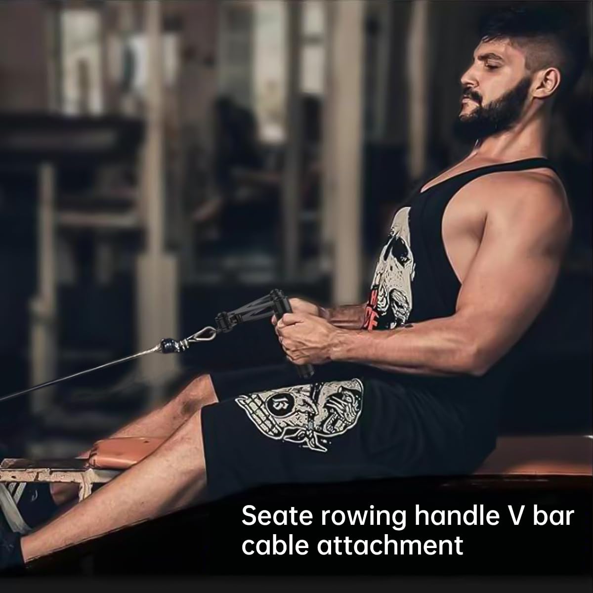 AimiDream Double D Row,V Bar Landmine Handle Attachment for Barbell Bar, Handle Cable Attachment for Weight Workout with Non-Slip Rubber Handle, Fits Olympic Bars Strength Training Bars,Black