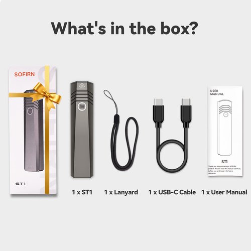 sofirn ST1 EDC Flashlight Rechargeable, 1500 Lumens Bright Flat Flashlight with Simple UI, IPX7 Waterproof Outdoor Pocket Flashlight for Camping Dog Walking, Gift for Him Husband Dad