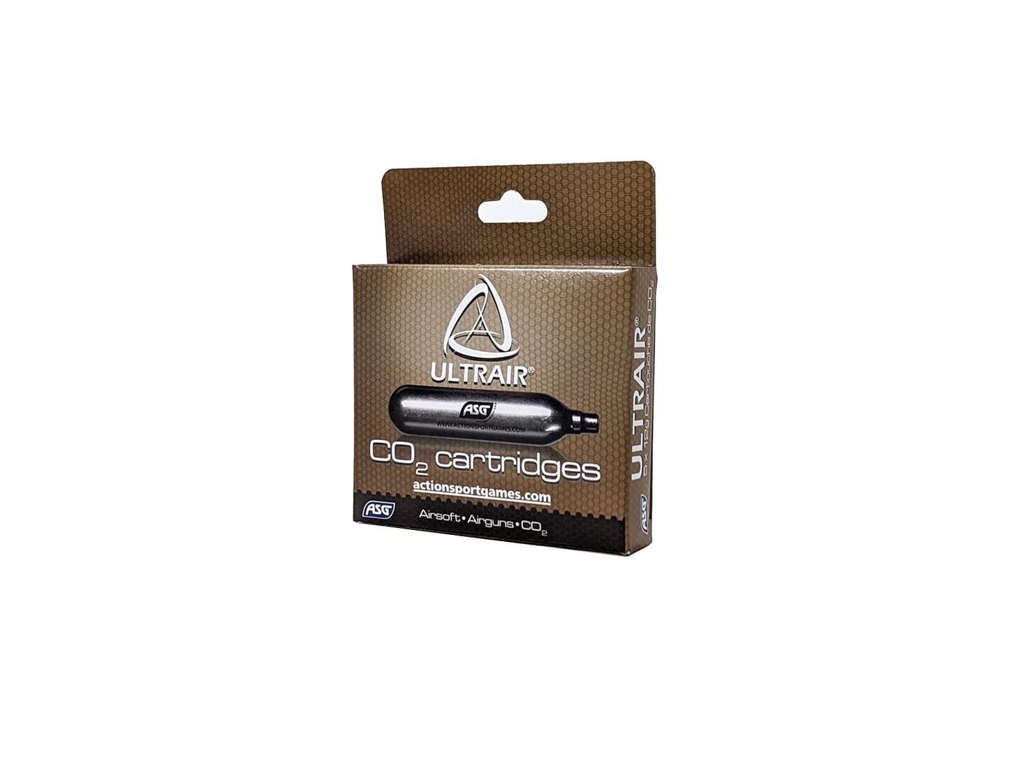 ASG Ultrair 12g CO2 Cartridges | Reliable Power and Precision | CO2 Air Cartridges for BB Pistol, Airsoft Guns, and Airguns, 5 Pack (Standard)