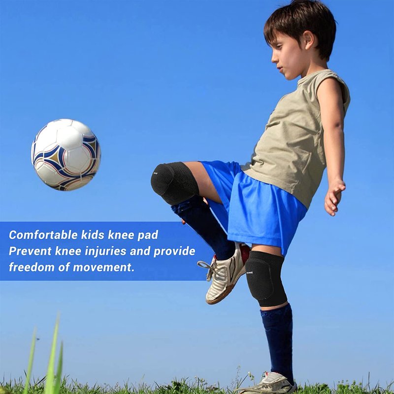ONTYZZ Kids Knee Pads with Thicken Sponge Padding, Breathable Stretchy Knee Pad for Child Girls Boys, Soft Knee Pads for Dancing Skating Football Mountaineering Cycling Black/S