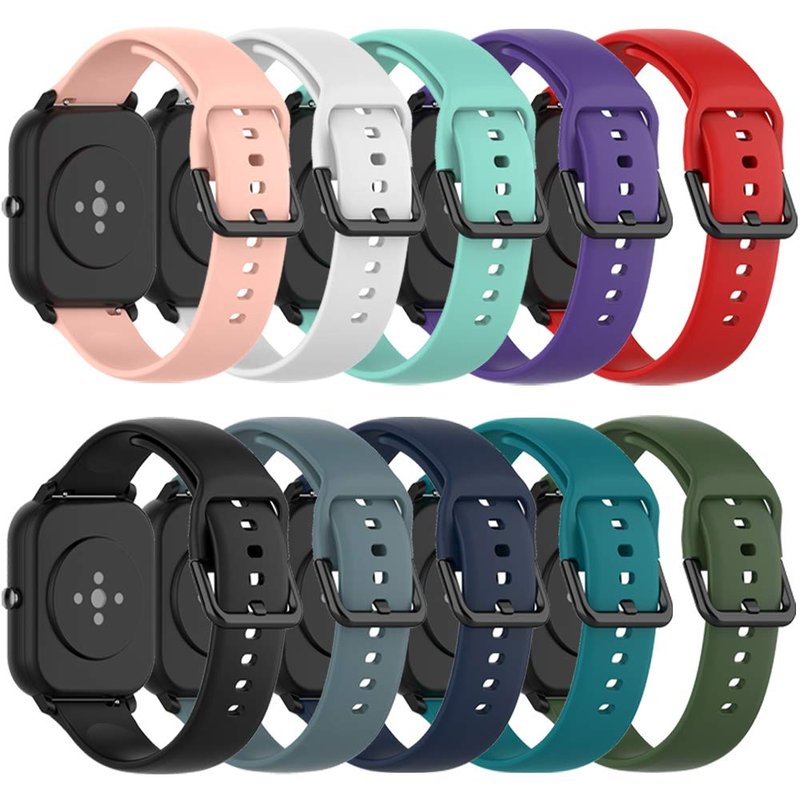 QGHXO Band Replacement for Amazfit GTS 4/4 Mini/3/2/2e/ GTR Mini/GTR 42mm/Active, Soft Silicone Band Replacement for Amazfit Bip 3/3 Pro/U Pro/S lite/Lite/S/U