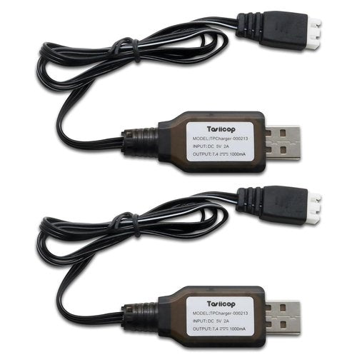 Gel Blaster Battery Charger - 7.4V 3 Pin Replacement for Splat Ball & RC Car Accessories | 2-Pack