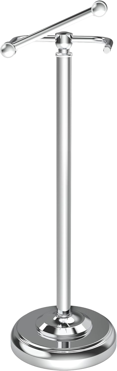 Brushed Nickel Free Standing Toilet Paper Holder with Pivoting Design & Weighted Base