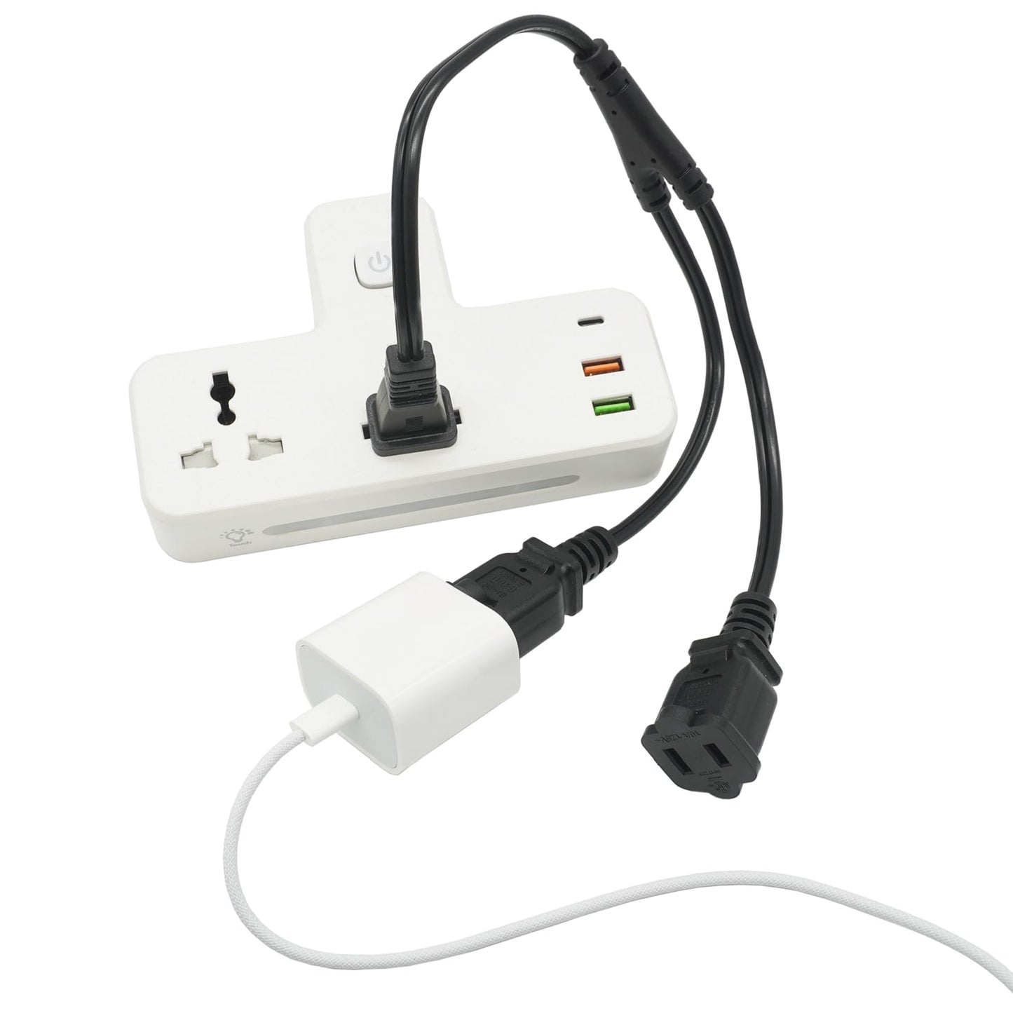 2 Prong 1 to 2 Extension Cord, 2 Way Indoor Power Cable Outlet Saver Splitter, Male to Female Y Splitter, 18 Gauge Wire, 10 A 125 V 1.5 Feet Black