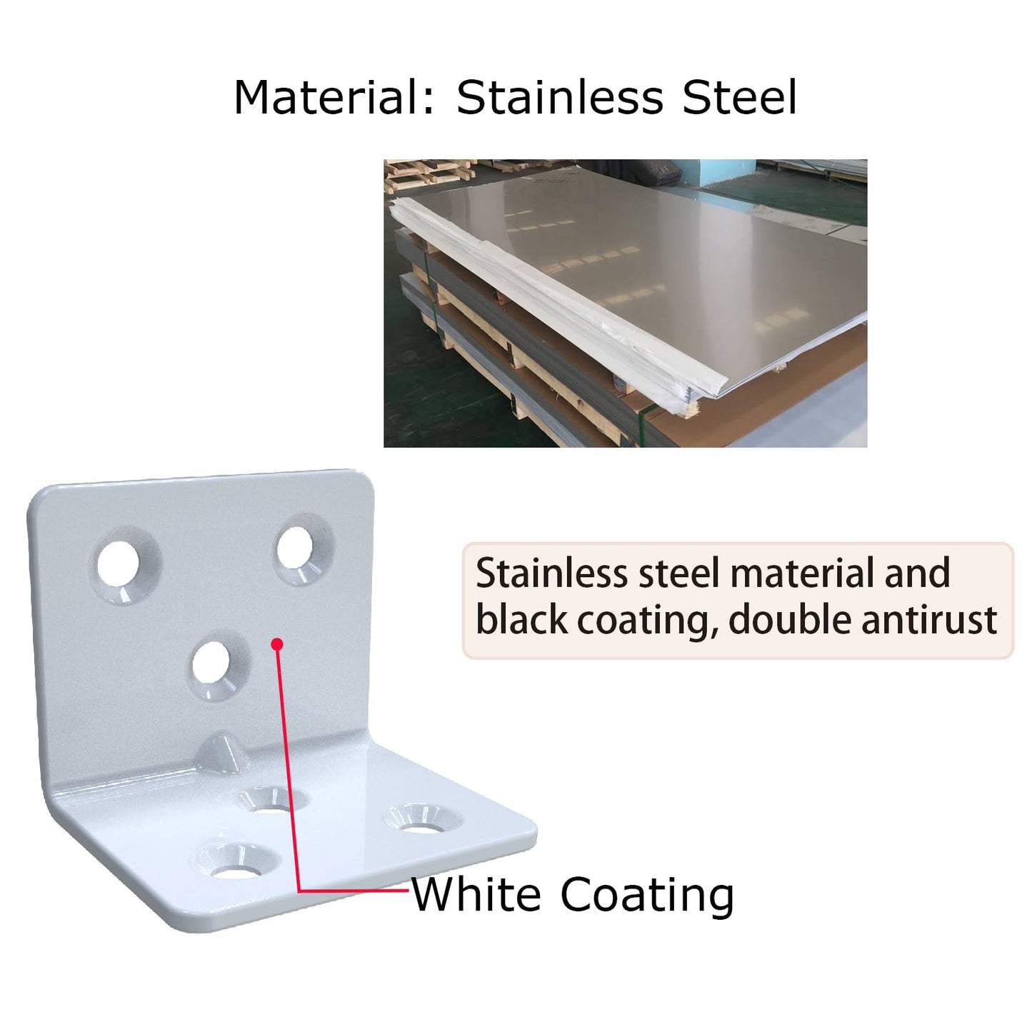 White Stainless Steel Corner Bracket,Joint Right Angle Bracket,L Shape Heavy Duty Metal Corner Brace Hardware Brackets Supporter for Wood Aufuga (16, 1.5x1.2x1.2inch)