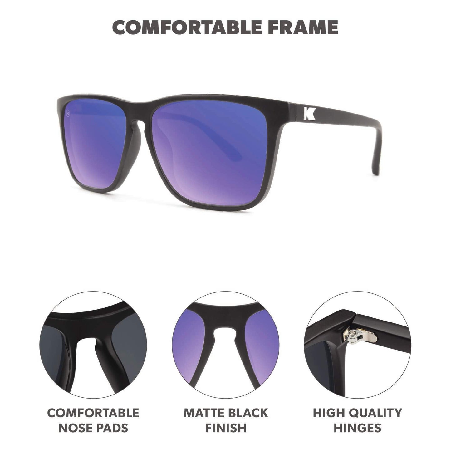 Knockaround Fast Lanes Sport Polarized Lightweight Sunglasses for Men & Women - UV400 Protection - Running