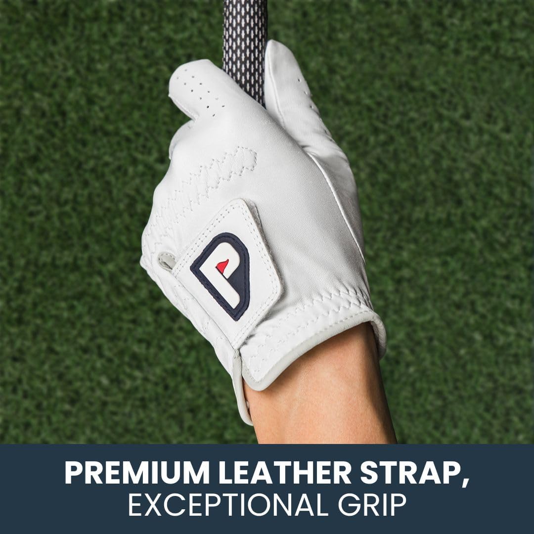 PUR3 Cabretta Leather Golf Gloves for Men - Ultra Soft Genuine Leather | Left & Right Hand | Multi-Pack