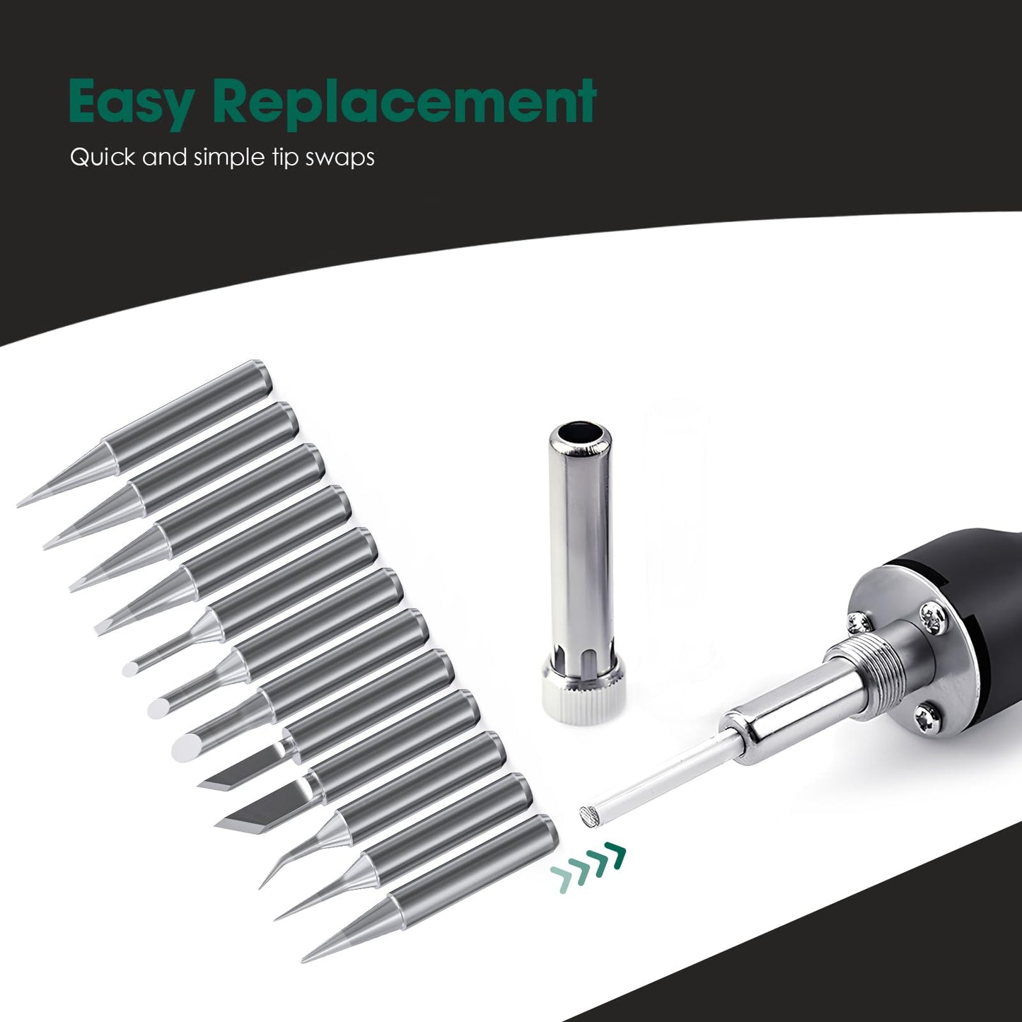 HANGLIFE 900M Soldering Iron Tips for Hakko, Yihua, Atten, Quick, Ryobi, and More Soldering Stations/Guns - Replacement Solder Tips for Welding Equipment & Accessories (12 pcs)