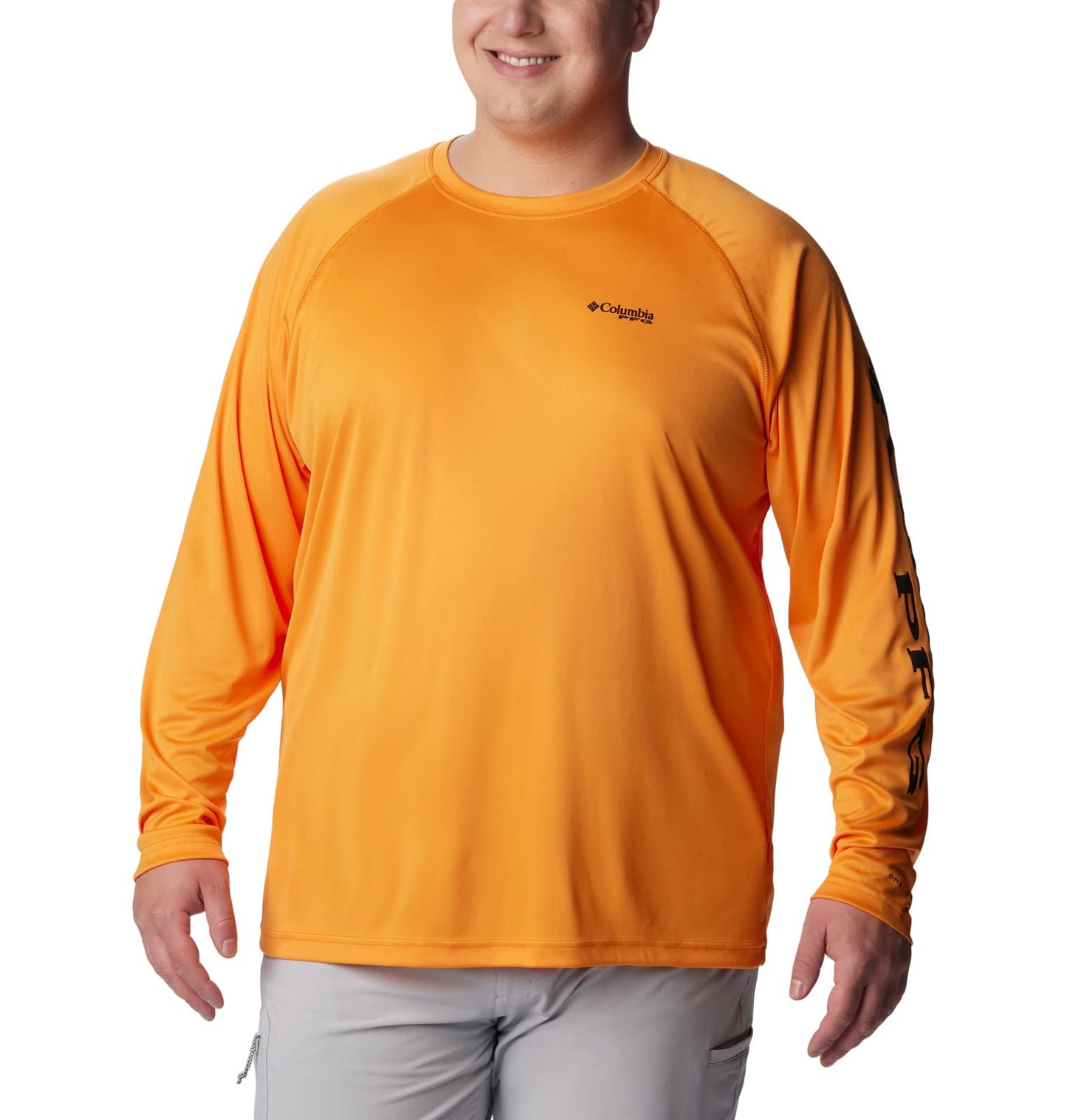 Columbia Men's Terminal Tackle Long Sleeve Shirt, Orange Blast/Black Logo, 3X Big