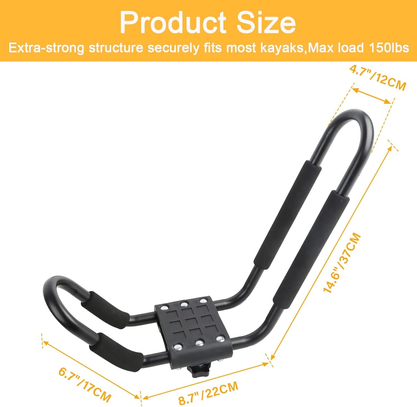 PIRIPARA Kayak Roof Rack - J-Bar Carrier Holder for Canoes & Surf Skis | Set of 2 Pairs for SUVs & Trucks