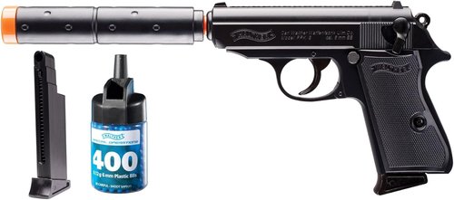 Elite Force Walther PPK/S Airsoft Gun Kit - 6mm BB Pistol with 400 BBs & Extra Magazine, Black