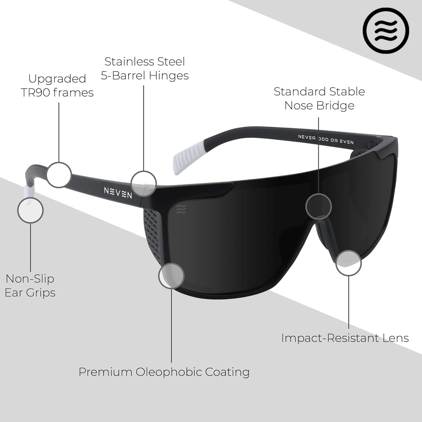 NEVEN Daywalkers Polarized Sunglasses - Sleek UV Protection with Side Shields | Stylish Club Shades for All
