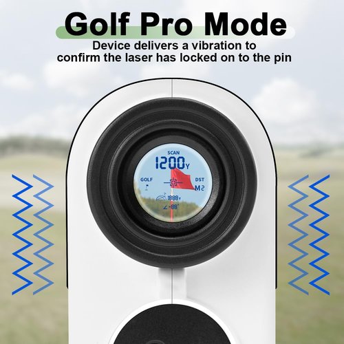 JUSDOO Golf Rangefinder with Slope, 1200 Yards Laser Rangefinder for Golfing and Hunting, 7X Magnification with High-Precision, Flag Pole Locking Vibration, Rechargeable Battary, with Carrying Case