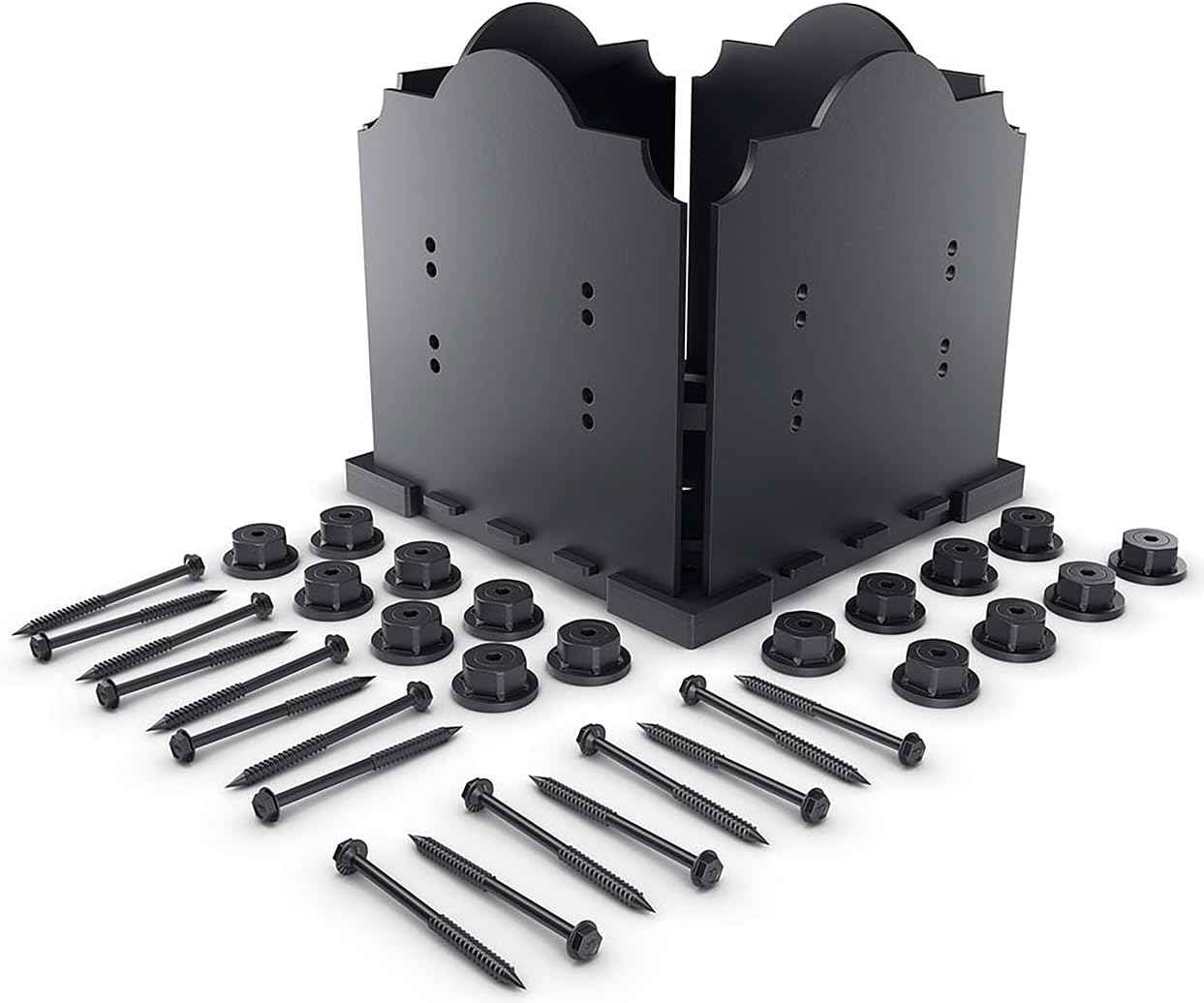 Ozco Laredo Sunset Lite 6x6 Post Base Kit - Galvanized Steel with Decorative Plates & Screws