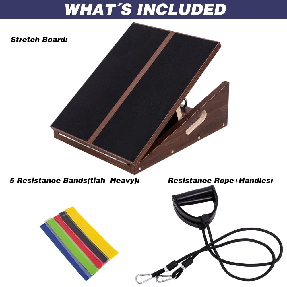 ABCDLIFE Slant Board for Calf Stretching & Relief, Adjustable Wooden Incline Slant Board for Squats, Calf Stretcher Board for Knees Ankle Heel Feet Leg, Home Gym Physical Therapy