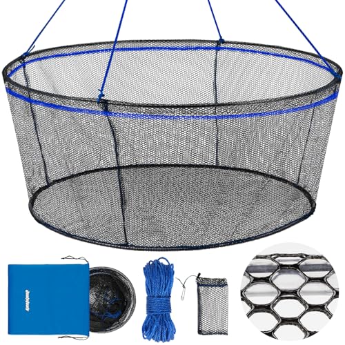 QualyQualy Rubber Foldable Fishing Net 40 Inch Hoop for Fish, Shrimp & Crawfish