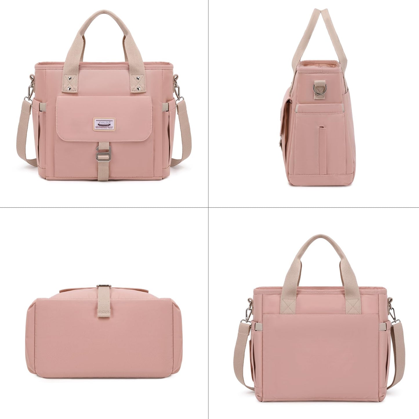 KYALOU Medium Tote Purse Bag for Women, Nurse Bag for Work, Teacher Tote Bag, Waterproof Nylon Shoulder Crossbody Handbag for Travel Gym Beach Schoool - Pink