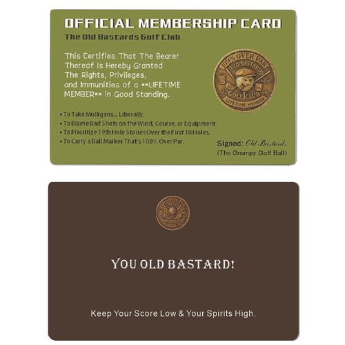 TOPORNEE Over Par Old Bastards Golf Token & Wallet Card Set, Novelty Ball Marker with Whiskey Design, Gag Gifts,Funny White Elephant Gift, Prank Gift for Dad Husband, Boyfriend, Men (1 Set)