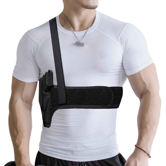 Quick Draw Shoulder Holster - Belly Band Holster for Everyday Comfortable Concealed Carry for Small, Compact and Other Similar Gear, Left Handed, Black 45"