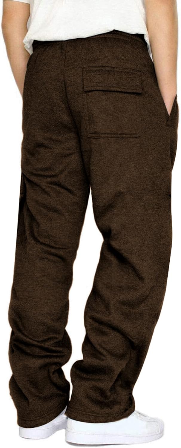 Waterwang Men's Fleece Joggers - Casual Loose Fit Athletic Pants with Pockets | Comfortable Cotton